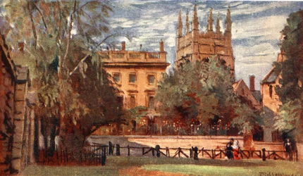 Corpus Christi College og Merton Tower, fra Christ Church Meadows, 1903